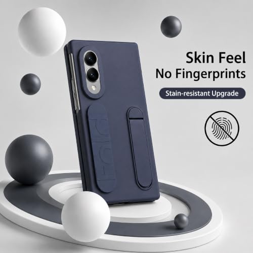Image of amazon basics 360 Full Protection Case for Samsung Galaxy Z Fold 8 - Built-in Screen Protector, Hinge Guard, Silicon Grip Strap & Kickstand - Blue
