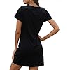 Locryz-Womens-Summer-Twist-Knot-Tshirt-Dresses-Casual-V-Neck-Short-Sleeve-Knot-Dress Locryz Womens Mini Dress Short Sleeve V Neck Side Knot Casual T Shirt Dress XL Black