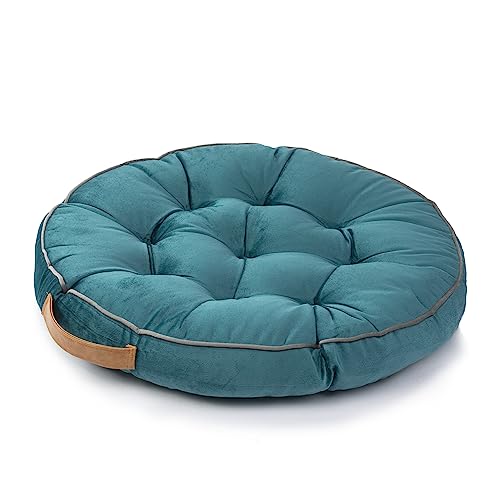 Paco Home Bodenkissen Boden Kissen Sitzkissen versch. Farben Innen Auflage Weich Dekorativ Rund Uni Yoga Meditation, Farbe:Türkis, Größe:58x58x6cm