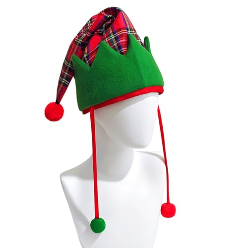 Bonnet de Noël à carreaux anti-irritation pour déguisement adulte et enfant