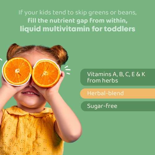 Toddler Multivitamin Liquid Drops From Herbs, Daily Greens Multi Kids Vitamin Drops, Immune Support And Overall Health, Superfood Vitamin 2 Year Old & Up With Fast Absorption, Vegan - 60 Servings #TOP1