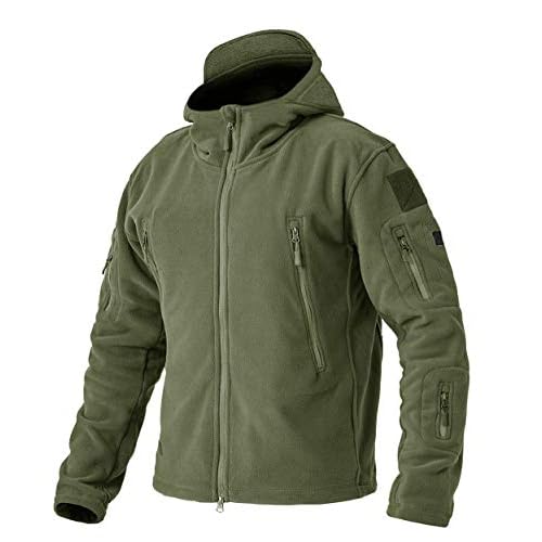 EKLENTSON Men’s Military Fleece Jackets Zip Up Hoodies Windbreakers Warm Hiking Camping Hunting Tactical Winter Coats with 6 Zip Pockets