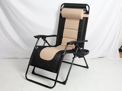 Silla Reclinable Plegable, Ajustable Silla de Gravedad Cero, Tumbonas Jardin Exteriorcon Reposacabezas y Almohadilla, para Jardín, Acero, Piscina, Terraza, Cómoda y Resistente, Carga de 150 kg