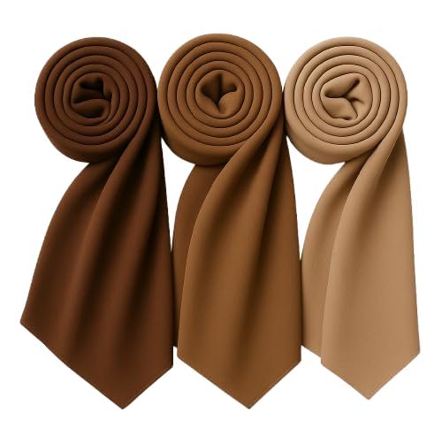 Trending Plain Chiffon Georgette Fancy Hijab/Scarves/Shawl/Stoles/Duppatta Combo of 3 Muslim Women Malaysian Soft College Girls Abaya Scarf Collection (Dark Mocha, Brown, khaki)-image-27