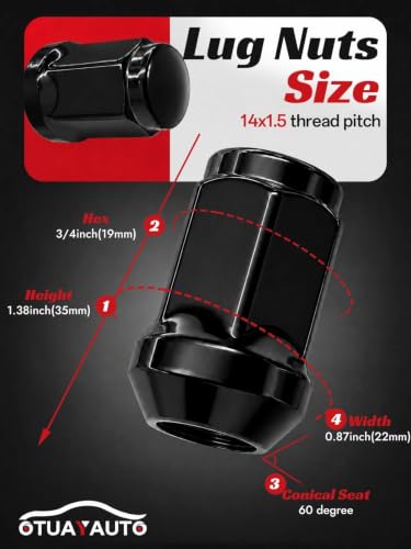 Image of OTUAYAUTO M14x1.5 Lug Nuts, Replacement for 1995-1999 Chevy Silverado 1500