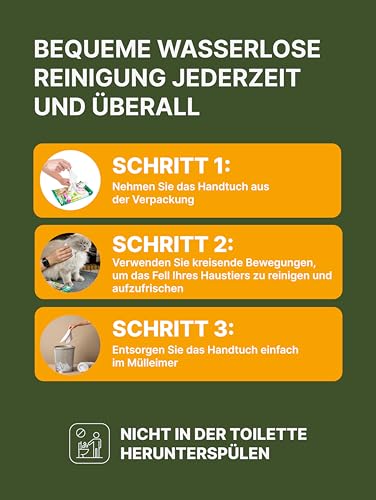Japan Premium Pet Katzenshampoo Handtuch | Reinigungstücher, die wie Trockenshampoo für Katzen wirken | Reinigen & desodorieren mit unserem Katzenhandtuch mit Kollagen & Plazenta| 25 St | (30 x 20 cm)
