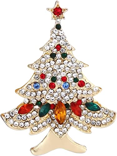 Colorful Crystal Christmas Tree Brooch Pin Vintage Christmas Tree Brooch for Women Girls (Color) Durability and Fashion