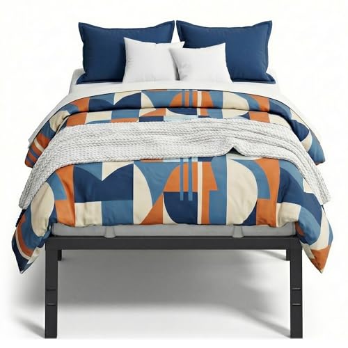 VASAGLE Twin Metal Bed Frame 16 Inches Tall, 550 lb Weight Capacity, No Box Spring Needed, with Under-Bed Storage, Easy Setup, Heavy-Duty Platform Bed