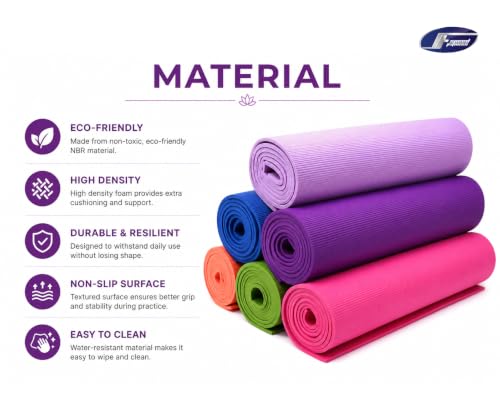Image of Extra Thick Yoga Mat for Men & Women | Non-Slip Exercise Mat for Yoga, Pilates, Meditation & Home Workout | Lightweight Fitness Mat with Carry Strap