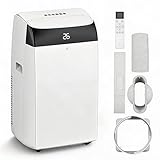 GarveeMore Pingüino Aire Acondicionado Portátil 10000 BTU 3 en 1 Frío, Ventilador y Deshumidificador para Habitaciones de 30m², Incluye Kit de Ventana y Mando a Distancia, Blanco