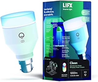 LIFX Clean A60 1200 Lumens [B22 Bayonet Cap], Full Colour with Antibacterial HEV, Wi-Fi Smart LED Light Bulb, No bridge required, Compatible with Alexa, Hey Google, HomeKit and Siri