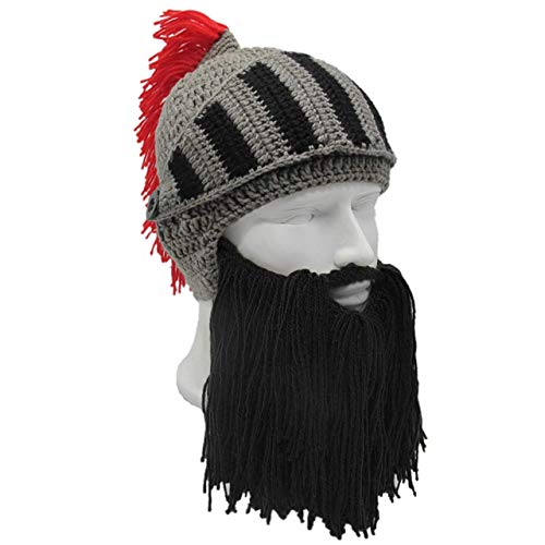 Winter Hats Red Santa Caps Beard Wig Knit Crochet Warm Snow Ski Unisex Lovers Men Women Kid (Visor Beanie Black) #TOP3