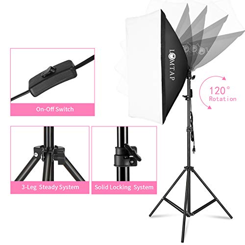 LOMTAP Softbox Photography Lighting Kit 50\'X70\' Professional Continuous Light Soft Boxes System with Boom Arm Stand 5 in 1 Reflector and Bulbs for Portrait Photo Studio YouTube Shooting - Thumbnail 3