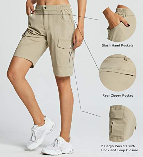 Maskert Women's Quick Dry Hiking Shorts Lightweight Cargo Shorts Water Resistant Summer Outdoor Travel Camping, Khaki Xxl #TOP3