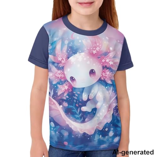 Image of Novelty 3D Graphic T Shirts for Kids Crew Neck Funny Animal Print Short Sleeve Girls Tshirts 3-16 Years