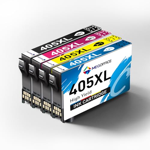 MEGOFFICE 405XL Ink Cartridges Compatible for Epson 405 XL for Workforce Pro WF-3820DWF 3825DWF 4820DWF 4825DWF 4830DTWF WF-7310DTW WF-7830DTWF 7835DTWF WF-7840DTWF - 4 Pack