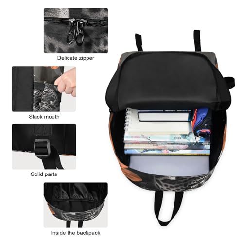 Backpack Lunch Bag Set Floral Leopard Print, Big Storage Travel Backpacks with Insulated Lunch Box for Office Hiking Picnic3