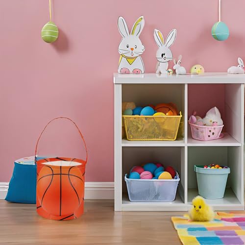 Image of Basketball Easter Basket for Kids Baby Boys and Girls Cute Toy Storage Organizer Bin Box Easter Dinosaur Room Decor(Basketball)