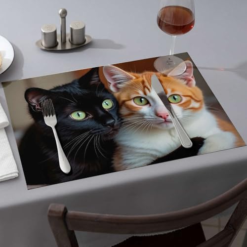 Sets de table chats résistants à la chaleur protège-table lavable lot de 6 - 2