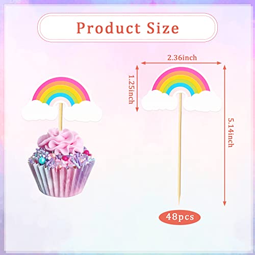 Janinus Rainbow Cake Toppers 48 Pieces Cupcake Toppers Fruit Muffin Rainbow Cupcake Picks Set For Baby Shower Kids Cake Topper Boys Girls Unicorn Birthday Party Favors Cake Decorations #TOP3