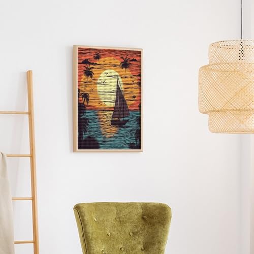 Kit de pintura de diamantes VstaDank para decorar tu sala de estar con un velero 6