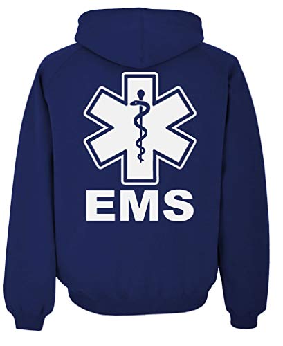 The Goozler - EMS - HI VIS Reflective - Emergency Duty - Pullover Hoodie, Navy Blue, Large