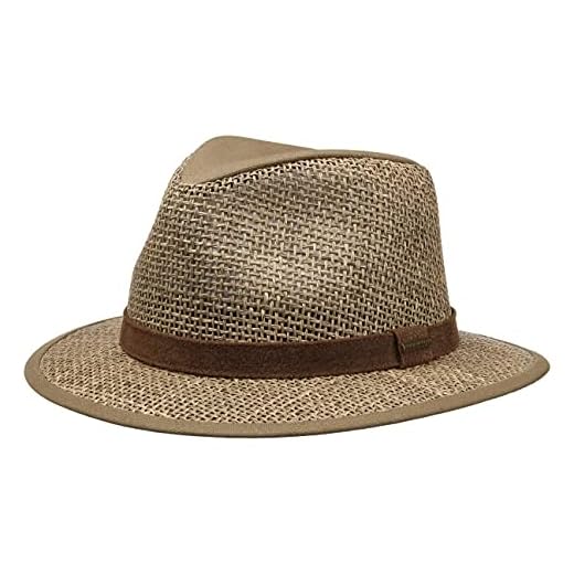 Stetson Chapeau Medfield Seagrass Homme - en Paille pour de Soleil avec Bandeau Cuir, Passepoil Printemps-ete - L (58-59 cm) Nature