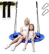 Balançoire Nid D'oiseau Ronde Pour Enfants - Hauteur Réglable 100-180 Cm, Charge Max 300 Kg, Tissu Oxford Et PP - Pour Jardin, Balcon, Camping