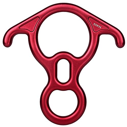 Aokwit 50Kn Rescue Figure, 8 Descender Large Bent-Ear Belaying And Rappelling Gear Belay Device Climbing For Rock Climbing Peak Rescue 7075 Aluminum Alloy (Red) #TOP1