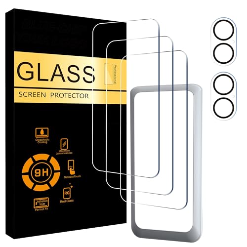 3+2 Pack for iPhone 17 6.3 Inch Screen Protector & Camera Lens Protector, [Not for Pro/Pro Max/Air], Tempered Glass with Installation Accessory, Dynamic Island Accessory, Case Friendly