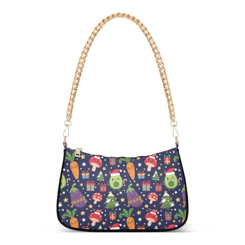 Sac à main de Noël bleu marine aux motifs mignons et chaîne élégante