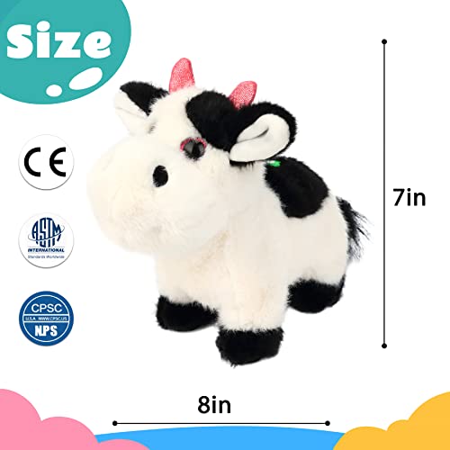 Cuteoy Walking Cow Plush Cattle Stuffed Speaking Moo Electric Interactive Animated Toy Electronic Buddy Birthday Festival For Toddlers，7'' #TOP3