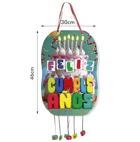 Miniatura 2 de Trookee - Piñata Cumpleaños - Happy Birthday Pinata - Decoracion Cumpleaños - Para Adultos Y Niños - Piñata Grande Con Tarta De Aniversario Para Llenar Con Regalos Para Adultos Y Niños - 46x30cm