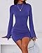 BTFBM Fall Dresses for Women 2025 Fashion Bodycon Bell Long Sleeve Mock Neck Party Club Outfits Going Out Mini Dress(Royal Blue, XX-Large)
