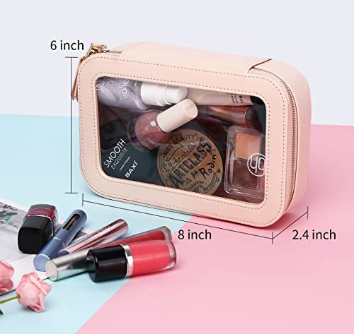 Duolan Clear Makeup Bag Travel Makeup Bag Transparent Cosmetic Case Clear Travel Toiletry Bag For Women (A/Pink-1,M) #TOP1