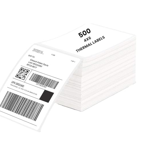 Image of BEEKAY 500 LABLEL(1 Stack of 500) 4 inchx6 inch (100x150 mm) Shipping Address Thermal Label Compatible with All the Direct Thermal Label Printer