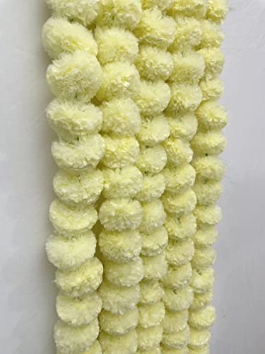 Image of SPHINX Artificial Marigold Fluffy Flower Garlands (Cream, 5 Pieces)