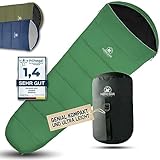 NORDBÄR® Schlafsack 3 Jahreszeiten Ultraleicht & kompakt [1500g] | mit kleinem Packmaß | Mumienschlafsack leicht & warm [300GSM] | Wanderschlafsack für Outdoor, Camping und Reisen