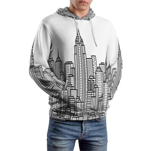 Sweat à capuche imprimé 3D architecture urbaine pull tendance unisexe