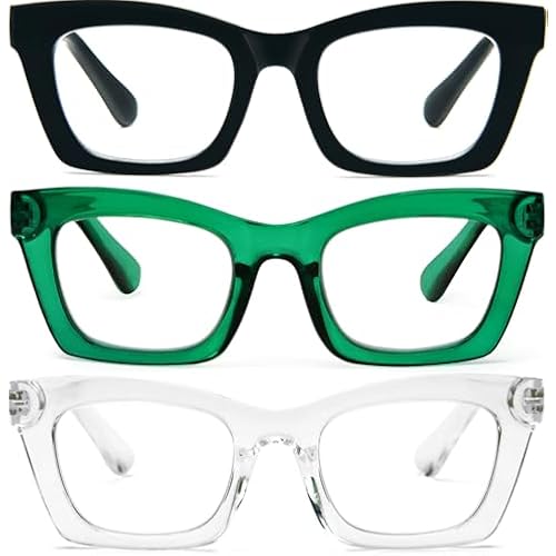 REAVEE Reading Glasses for Women, Blue Light Blocking Stylish Oversized Computer Readers Spring Hinge