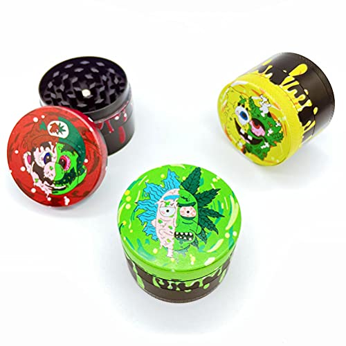 Herb Grinder with Catcher 4 Piece 2-Inch Spice Grinder with Cleaning Brush and Pollen Scraper (Green)