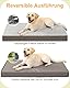 KSIIA Orthopädisches Hundebett Grosse Hunde, Hundekissen Waschbar 105x70cm, Hundebetten mit Abnehmbarer Deckel, Hundematte Doppelseitig Wendbare, Grau