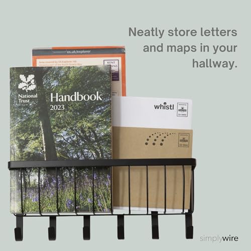 simplywire – Letter and Key Holder - Wall Mounted – 6 Hooks - Matt Black - Cosy Home Interiors simplywire – Letter and Key Holder - Wall Mounted – 6 Hooks - Matt Black - Image 2