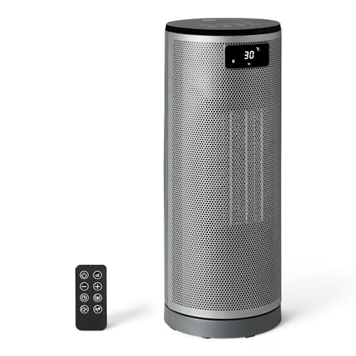 Amazonベーシック 電気ヒーター 小型セラミックファンヒーター PTC 暖房 2秒速暖 70度首振り 省エネ 1200W 高さ40cm グレー