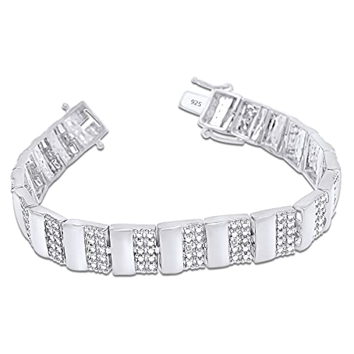 AFFY White Natural Diamond Men's Bracelet In 14k Gold Over Sterling Silver (0.04 cttw)3