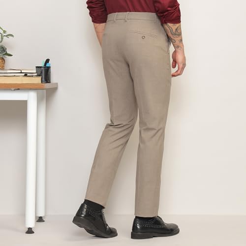 Image of SUBTRACT Men 4 Way Stretch Wrinkle Free Slim Fit Formal Trouser in with 2 Inch Flexible Waistband | Men's Trousers for Office Or Party