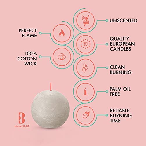 Bolsius 3 Pack Gray Rustic Ball Pillar Candles - 3 Inch - Premium European Quality - Natural Eco-Friendly Plant-Based Wax - Unscented Dripless Smokeless 25 Hour Party Décor And Wedding Candles #TOP2