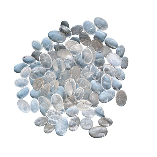 Image of Tumbled Stones, Natural Crystal Healing Stones, Home Office Decor, Aquarium Decorative Pebbles, Vase Fillers (Clear Crystal Flat, 200)