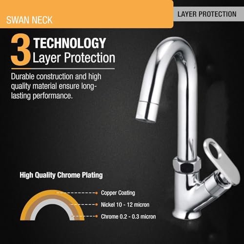 Image of ESOW Kitchen Drinking Water Faucet, 100% Stainless Steel, Swan Neck Tap Basin | Sink Faucet 360 Swivel | Table Top Pillar Cock | Tap Sink for Home, Bathroom & Office (Alive)