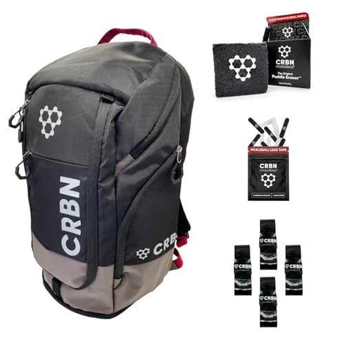 CRBN Pickleball Essentials Bundle - Backpack, Paddle Eraser, Lead Tape & DryTec Overgrips for Enhanced Performance
